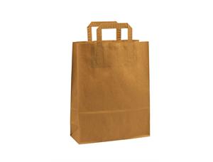 Topcraft ® papirpose med flate håndtak 260 x 100 x 330 mm | 80 gr | brun kraft 