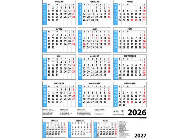 7.sans Årskalender A2 Veggkalender | Plakatkalender 