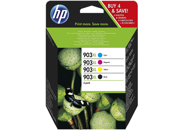 Blekk HP No903XL High Yield C/M/Y/K HP Value pack med alle 4 patroner i XL 