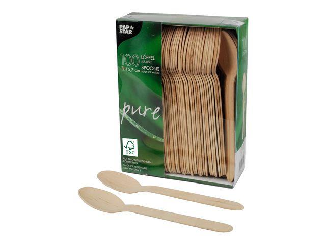 170531 Papstar 84840 Engangsskje PURE tre 15,7 cm (100) Engangsbestikk produsert av bjørk