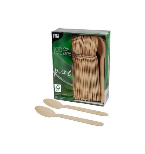 Engangsskje PURE tre 15,7 cm (100) Engangsbestikk produsert av bjørk
