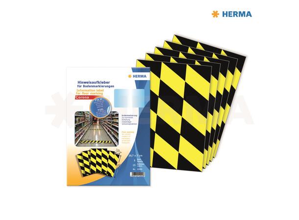 HERMA Etikett "Gulv markering" sort/gul Informasjonsetikett for gulvmarkering(5) 