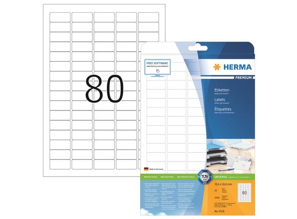 Herma Etiketter Permanent35,6 x16,9 (25) Etiketter med permanen lim. 