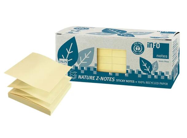 Notatblokk ZN 76x76 Resirkulert Gul(12) Post-It 