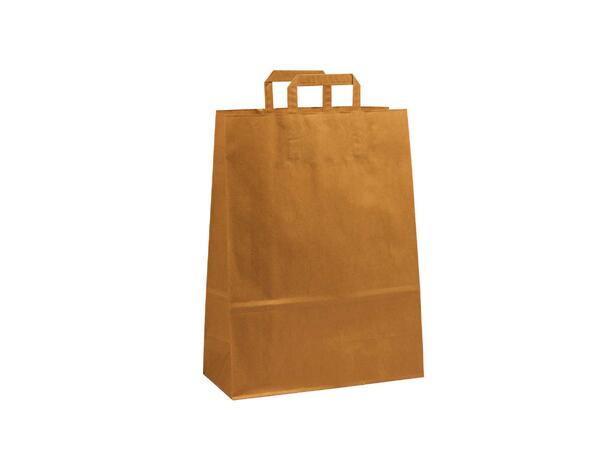 Papir bæreposer brune med flate håndtak 320x170x400 mm | 26 liter | 90 gr. 