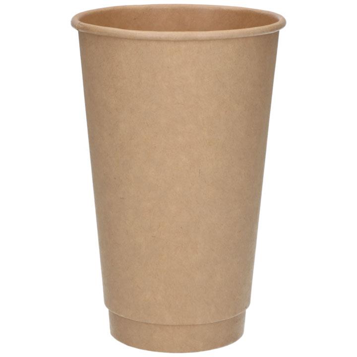 9442840  185316 Pappkopp Double Wall 48 cl (16oz) Brune pappkopper med dobbelvegg (400stk)