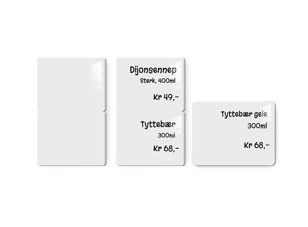 Plastkort - 2 tag 0,76mm hvite delbare plastkort til matvaremerking 