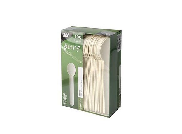 Skje PURE papp 15,5cm hvit (100) Skje | Engangs | Bestikk 
