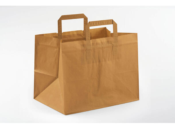Topcraft ® papirpose med flate håndtak 260 x 175 x 245 mm | 70 gr | brun kraft 