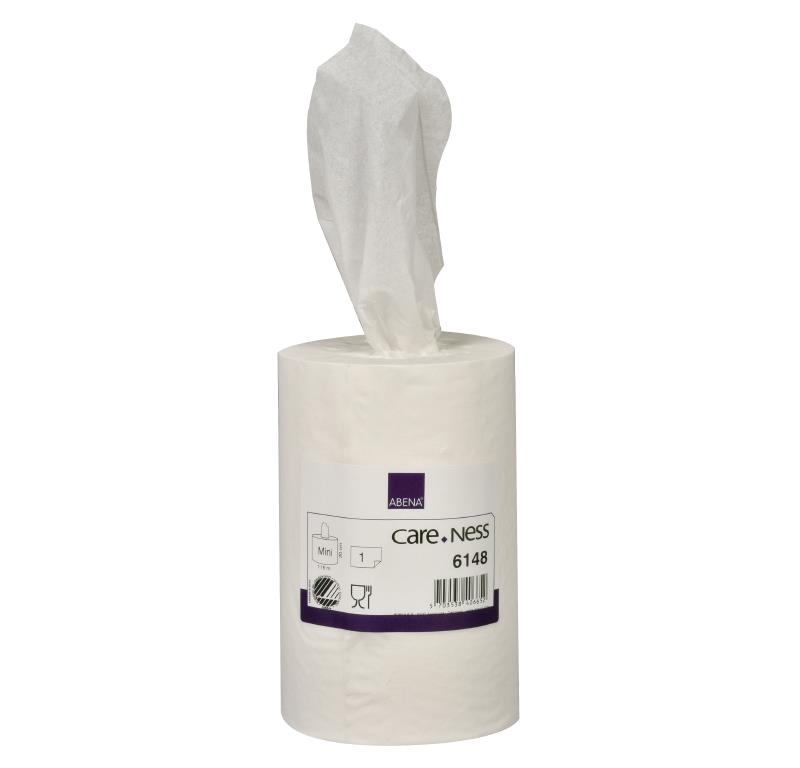 9427635 Abena 6147 Tørkerull ABENA Excellent 1-lags MINI 1-lags tørkerull 120 m hvit nyfiber
