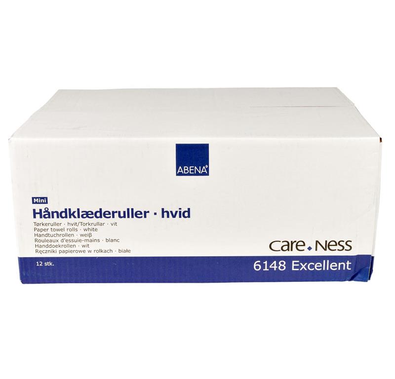 9427635 Abena 6147 Tørkerull ABENA Excellent 1-lags MINI 1-lags tørkerull 120 m hvit nyfiber