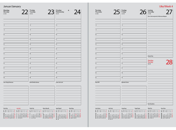 7.sans Termin, sjefskalender A5 2026 Avtalebok innbundet Brun 