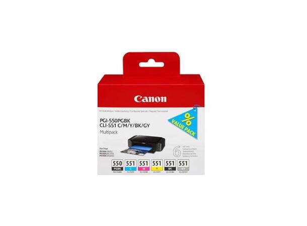 Blekk CANON PGI-550XL Multipack C/M/Y/BK/BKG til bla Canon Pixma iP7250 