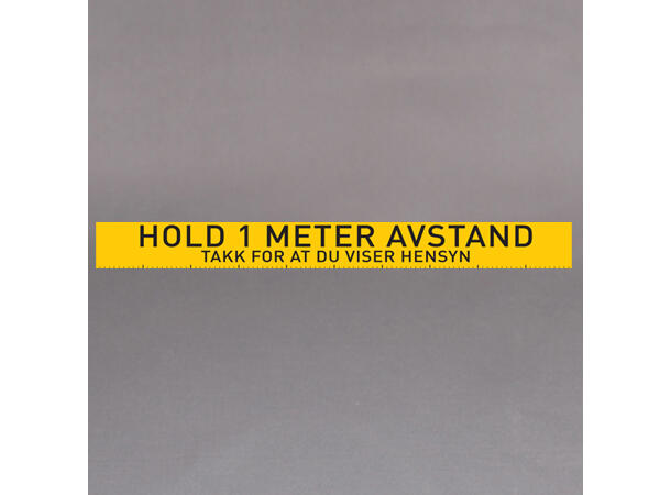 Gulvmarkering "Hold 1 meter Avstand" 10cm x 100cm | COVID | Gul/sort 