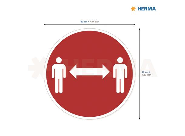 HERMA Etikett "Hold avstand" ø20 (5) Informasjonsetikett for gulvmarkering 