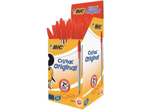Kulepenn Bic Cristal Medium rød esker á 50 stk 