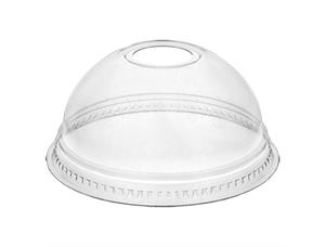 Lokk dome i rPET til beger 95mm med hull (eske 800 stk) 