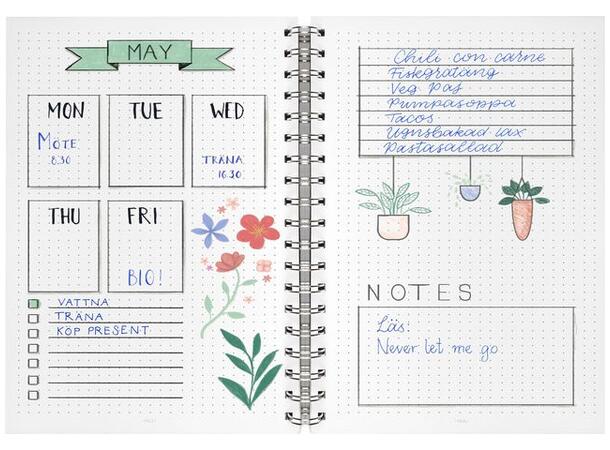 Notatbok BURDE DotNotes B5 spiral Blomst DotNotes 