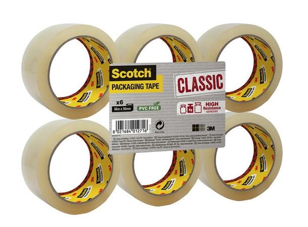 Pakketape Scotch® transp 50mmx66m (6) Emballasjetape 