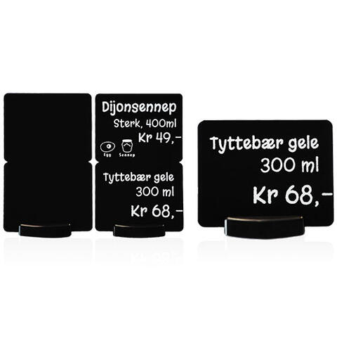 Plastkort - 2 tag 0,76mm - Svart matt delbare plastkort til matvaremerking
