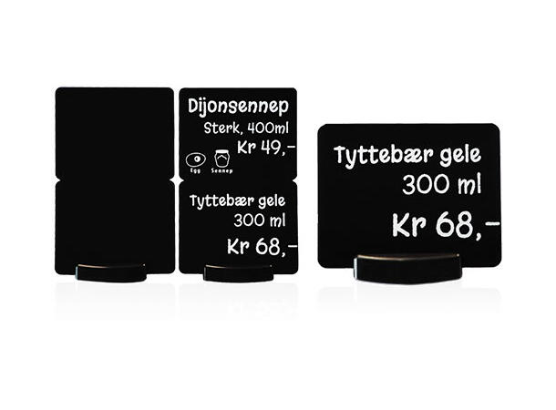 Plastkort - 2 tag 0,76mm - Svart matt delbare plastkort til matvaremerking 