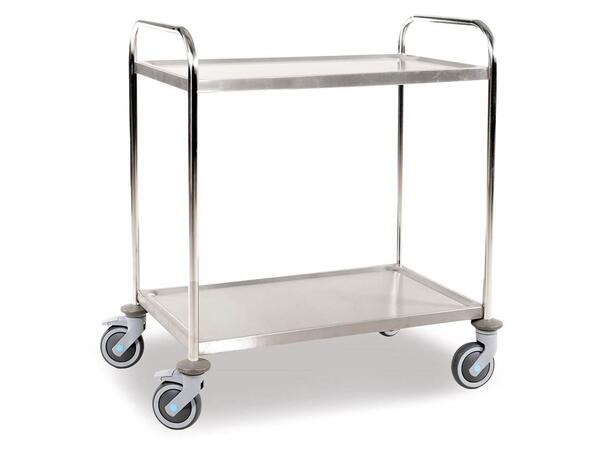 Rullebord i rustfritt stål med 2 hyller 910x590x965 mm (LxBXH) 
