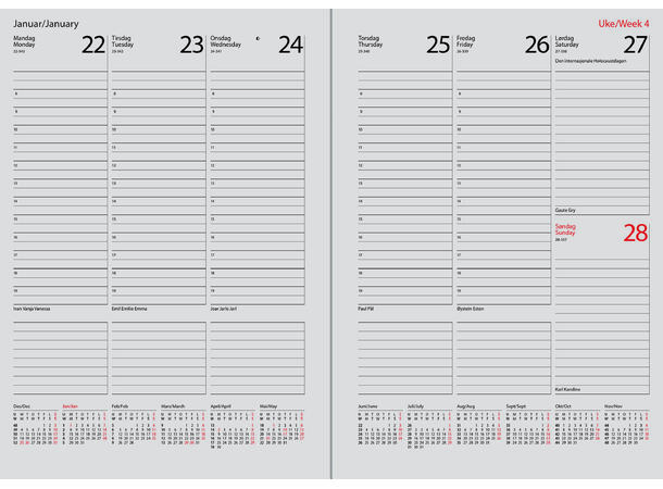 7.sans Termin, sjefskalender A5 2026 Avtalebok innbundet Blå 