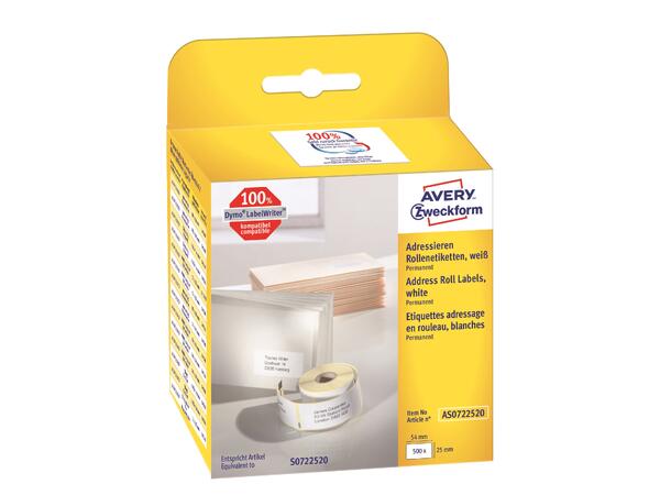 AVERY Adresseetiketter 54x25mm (500) Til etikettskriver | Selvklebende 