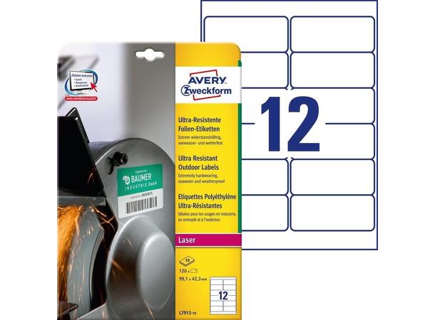 Avery laseretiketter 99,1x42,3 mm (120) Ekstremt motstandsdyktige | Elastiske 