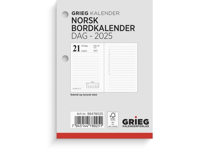 285238 Grieg kalender 98478025 Bordkalender GRIEG 2025 Norsk Dagsoppslag | Refill