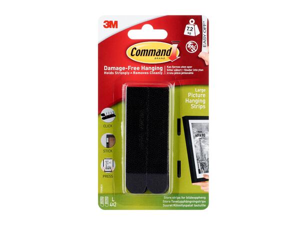 Command strips til bildeoppheng, sort, 4 Bildeoppheng strips opp til 7,2 kg vekt 