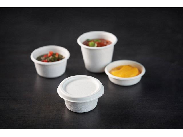 227653 Duni 192067 Dressingbeger DUNI bagasse 85ml (150) Bagasse beger til saus eller dressing