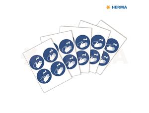 HERMA Etikett "Vask hendene" Ø10cm Informasjonsetikett for smittevern (20) 