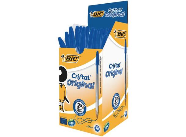 Kulepenn Bic Cristal Medium blå esker á 50 stk 