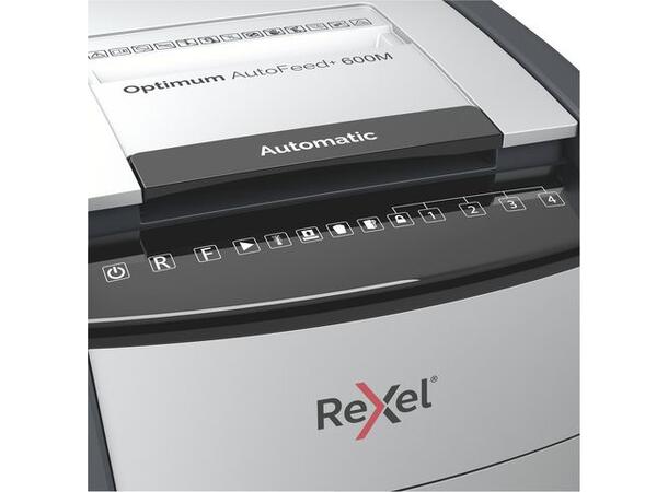 Makuleringsmaskin REXEL Auto+ 600M P5 Makuleringsmaskin med mikrokutting 