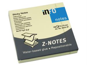 Notatblokk INFO Z-note 75 x75mm gul Post-It blokk 