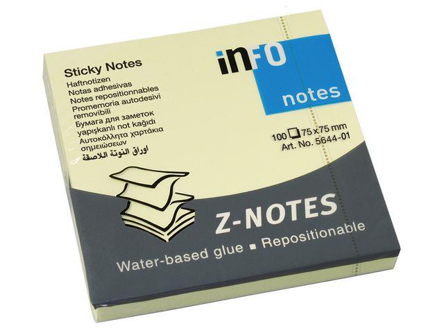 156701  5644-01 Notatblokk INFO Z-note 75 x75mm gul Post-It blokk