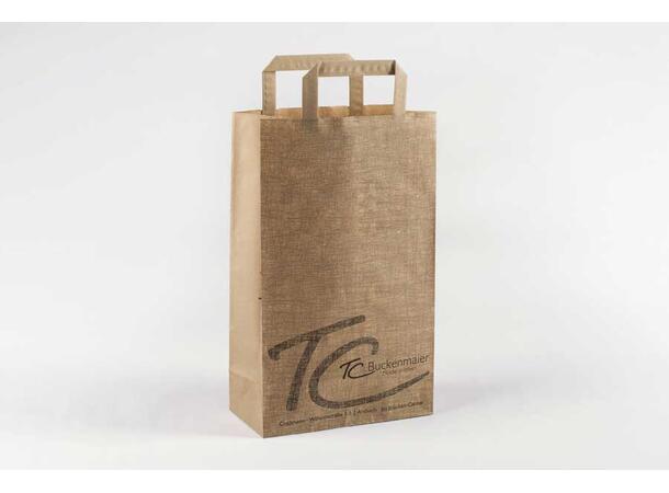Papir bærepose Topcraft® med trykk hvit 180 x 80 x 220 mm | 70 gr 