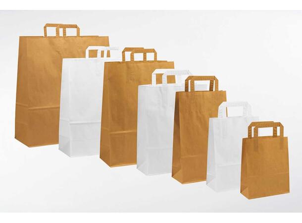 Papir bærepose Topcraft® med trykk hvit 180 x 80 x 140 mm | 70 gr 