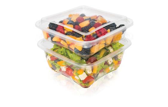 9433821 Paccor E400646 Salatbeger "SQ" 750ml |180x180x48mm Begerbunn klar rPET uten lokk (396 stk)