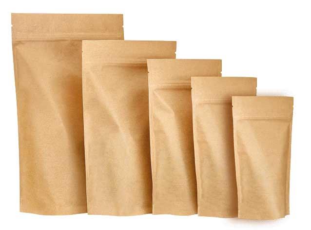 9442623  ZWG304 Ståpose (Doypack) i kraftpapir med zip 160 X 240 + 37 mm (eske 200 stk)