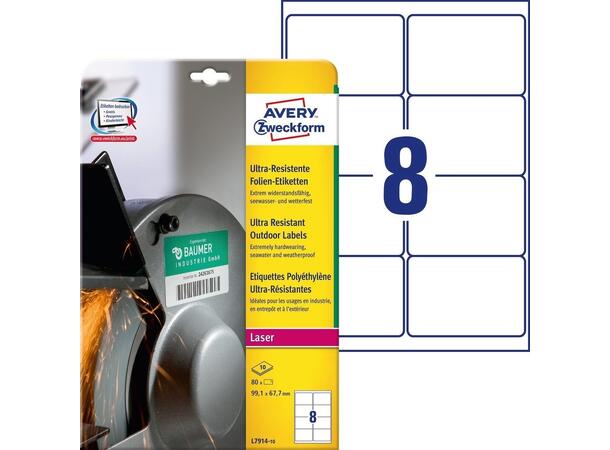Avery laseretiketter 99,1x67,7 mm (80) Ekstremt motstandsdyktige | Elastiske 