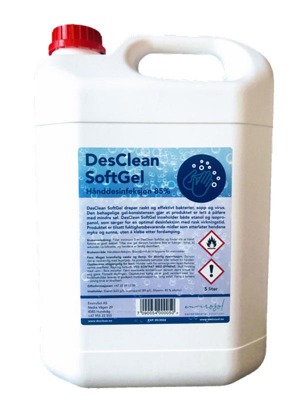 9431176   DesClean SoftGel 85% - 5 liter Håndgel desinfeksjon | 85%