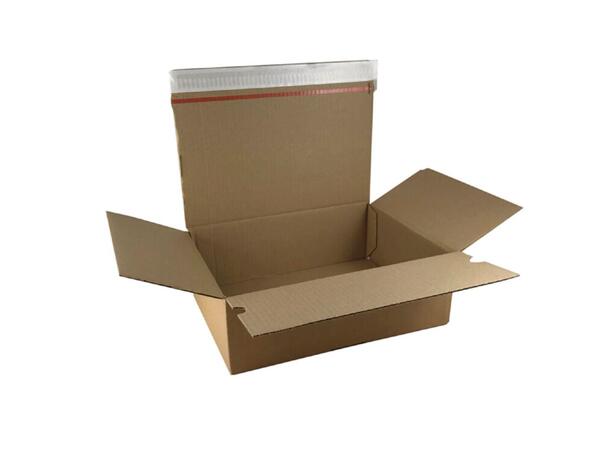 E-handelseske med selvklebende tape 250 x 180 x 100 mm | brun bølgepapp 