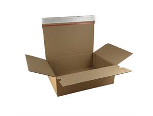 E-handelseske med selvklebende tape 250 x 180 x 100 mm | brun bølgepapp 