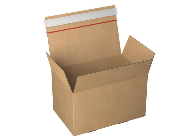 E-handelseske med selvklebende tape 345 x 256 x 130 mm | brun bølgepapp B/B 