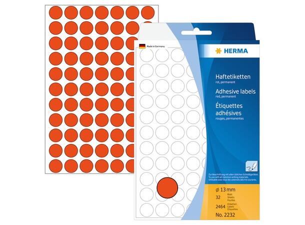Etikett HERMA manuell ø13mm Rød (2464) 