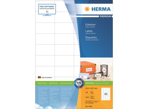 Etikett Herma for laser og ink-jet (4000 52,5 x 29,7 mm. 40 etiketter pr ark 