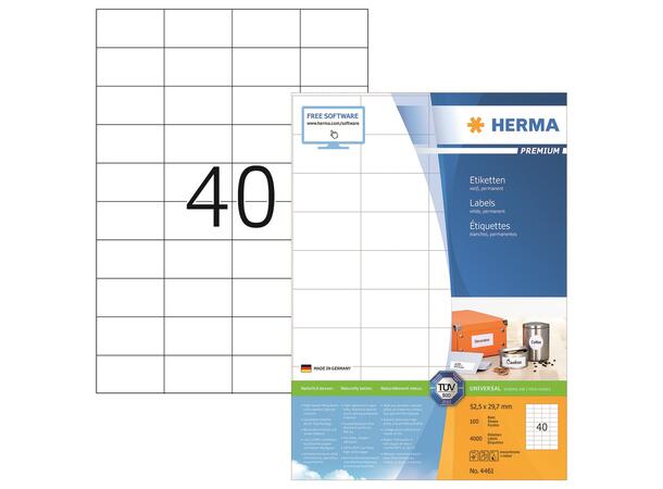 Etikett Herma for laser og ink-jet (4000 52,5 x 29,7 mm. 40 etiketter pr ark 