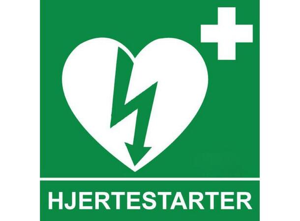 Hjertestarterskilt 15x15cm flouriserende 